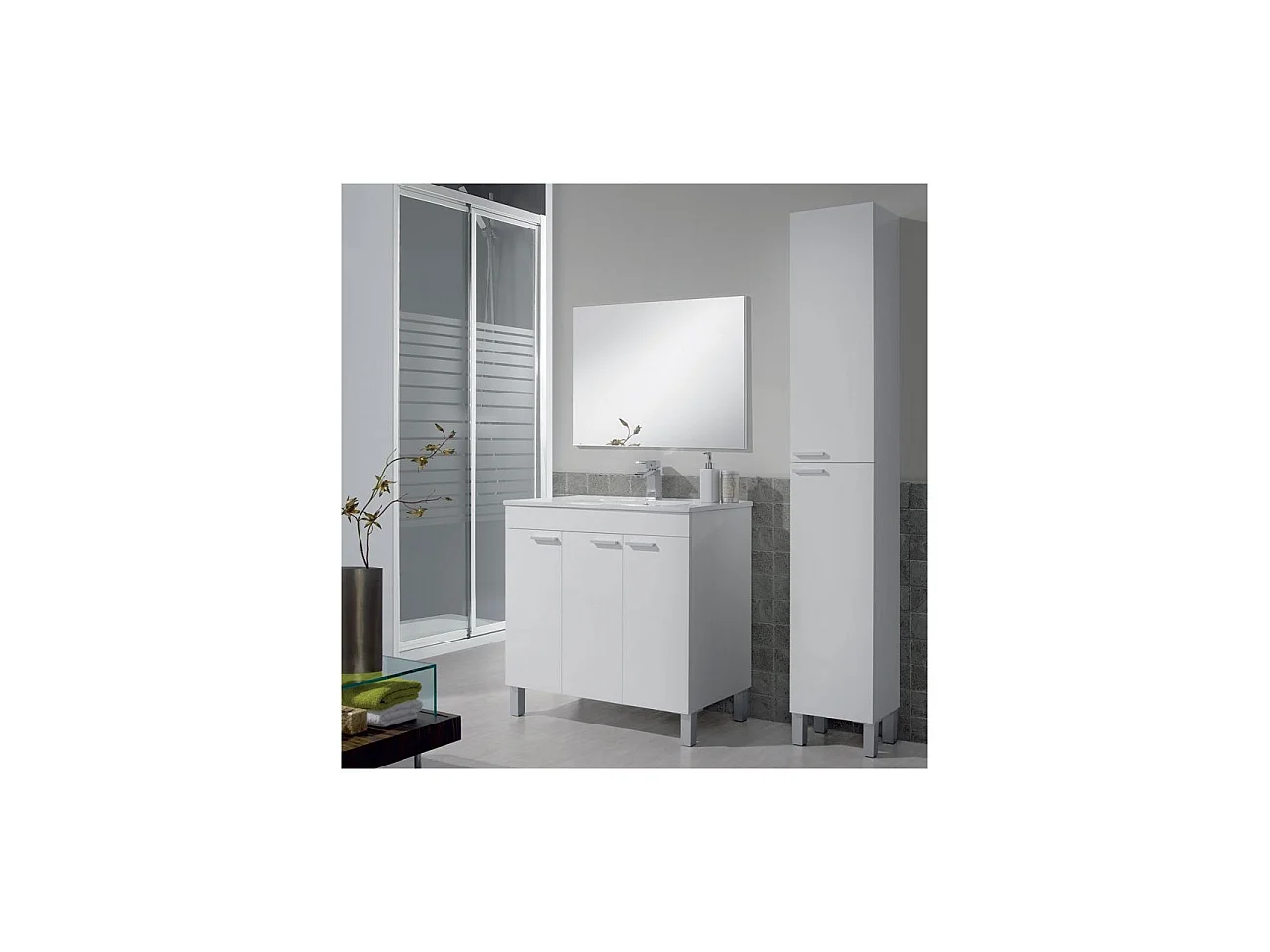 Coluna de casa de banho Koncept 2 portas Blanco brillo