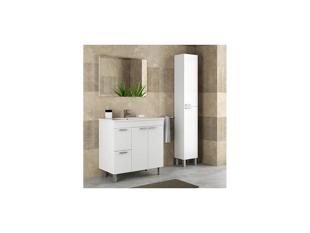 Coluna de casa de banho Koncept 2 portas Blanco brillo