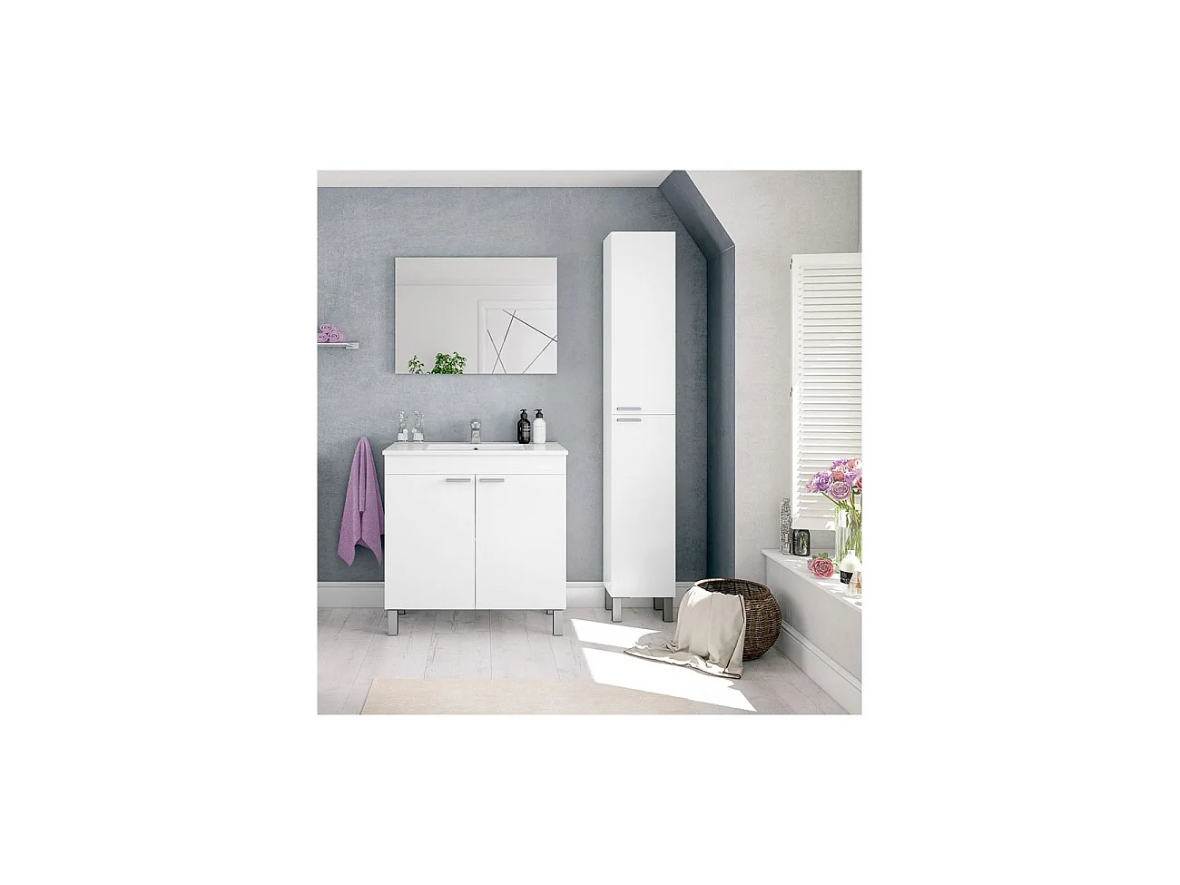 Coluna de casa de banho Koncept 2 portas Blanco brillo