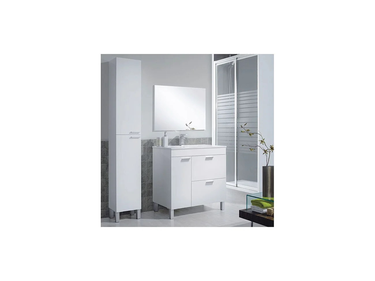 Coluna de casa de banho Koncept 2 portas Blanco brillo