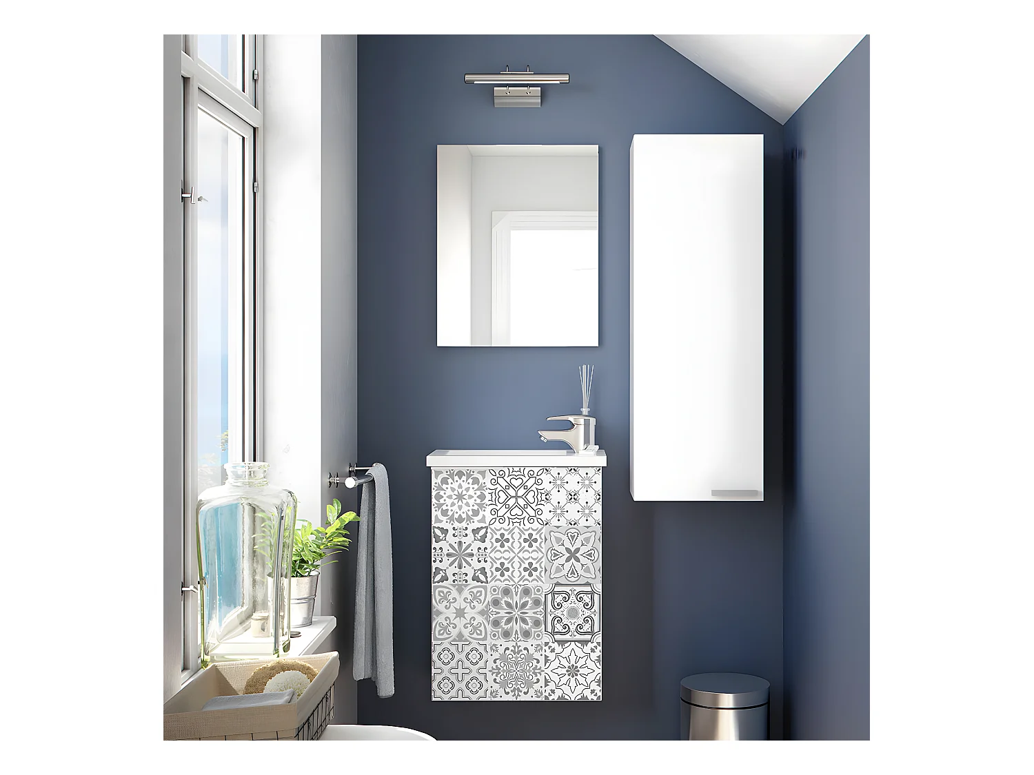 Hangende kolomkast 1 deur H74 cm