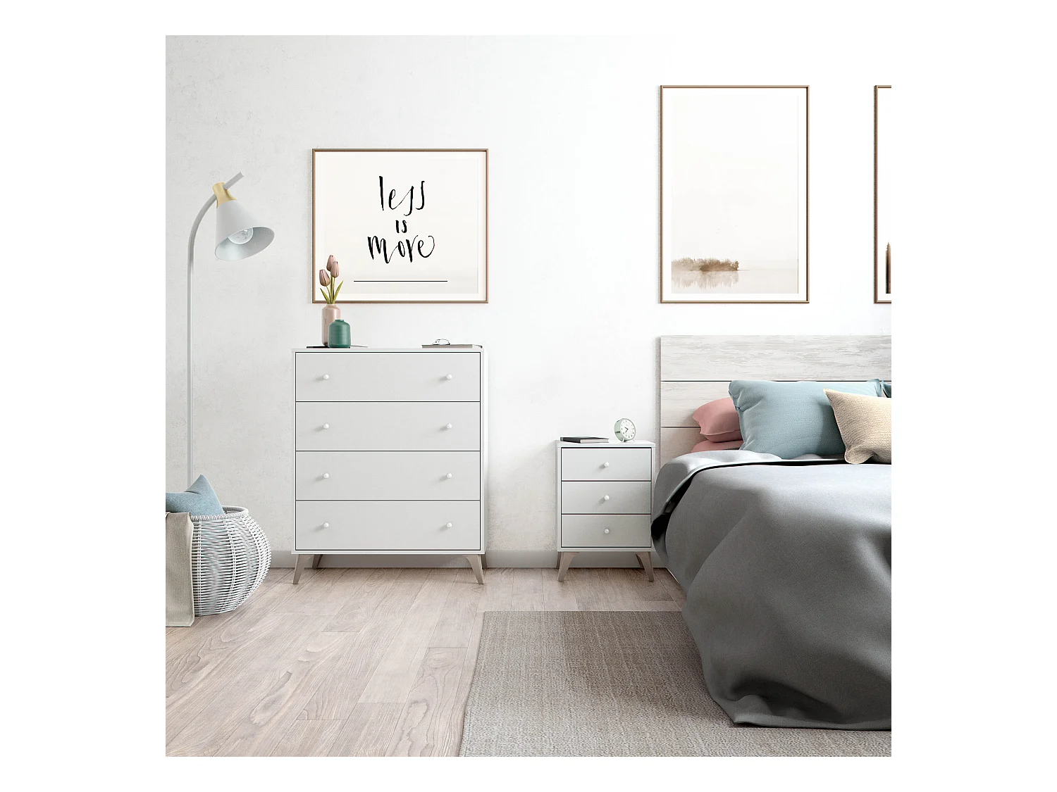 Cabecero con mesitas Sweet Blanco Artik (Blanco Mate) – Blanco Velho