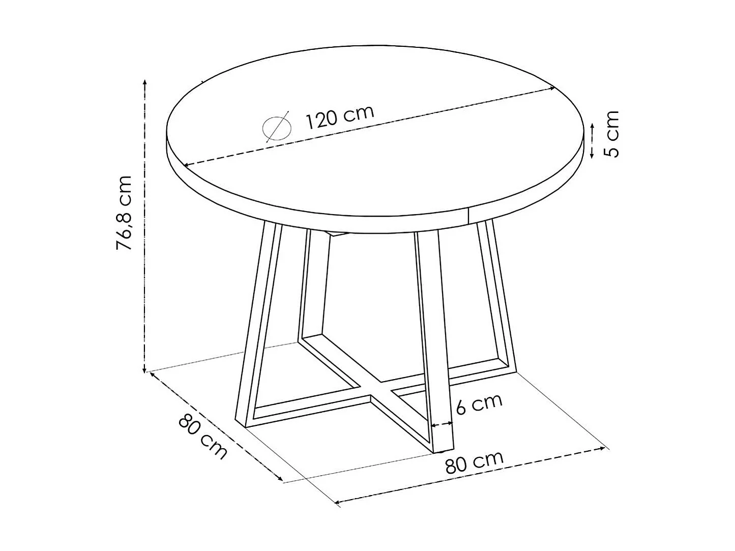 Mesa de comedor Duna redonda nordic/negro Ø120x75 cm