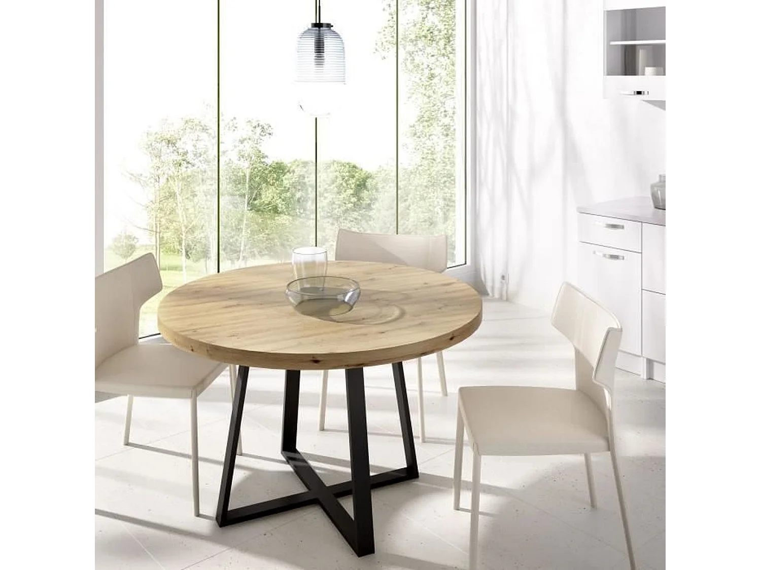 Mesa de comedor Duna redonda nordic/negro Ø120x75 cm