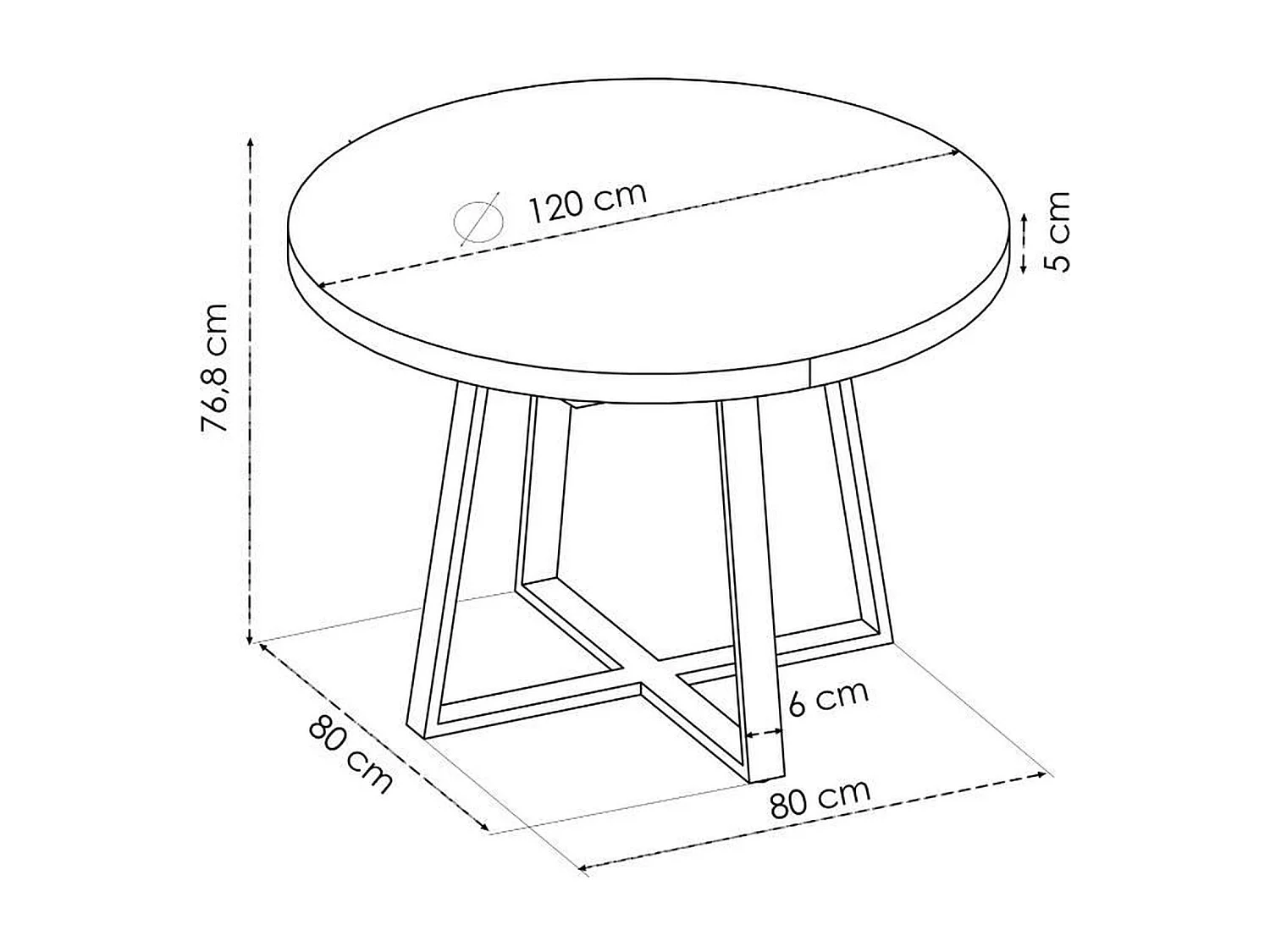Mesa de comedor Duna redonda nordic/negro Ø120x75 cm