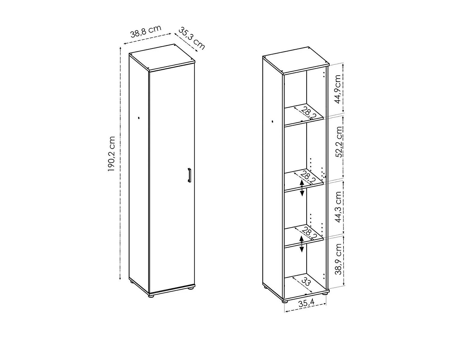 Armario multiusos Fit 1 puerta natural 190,2x38,8x35,3 cm