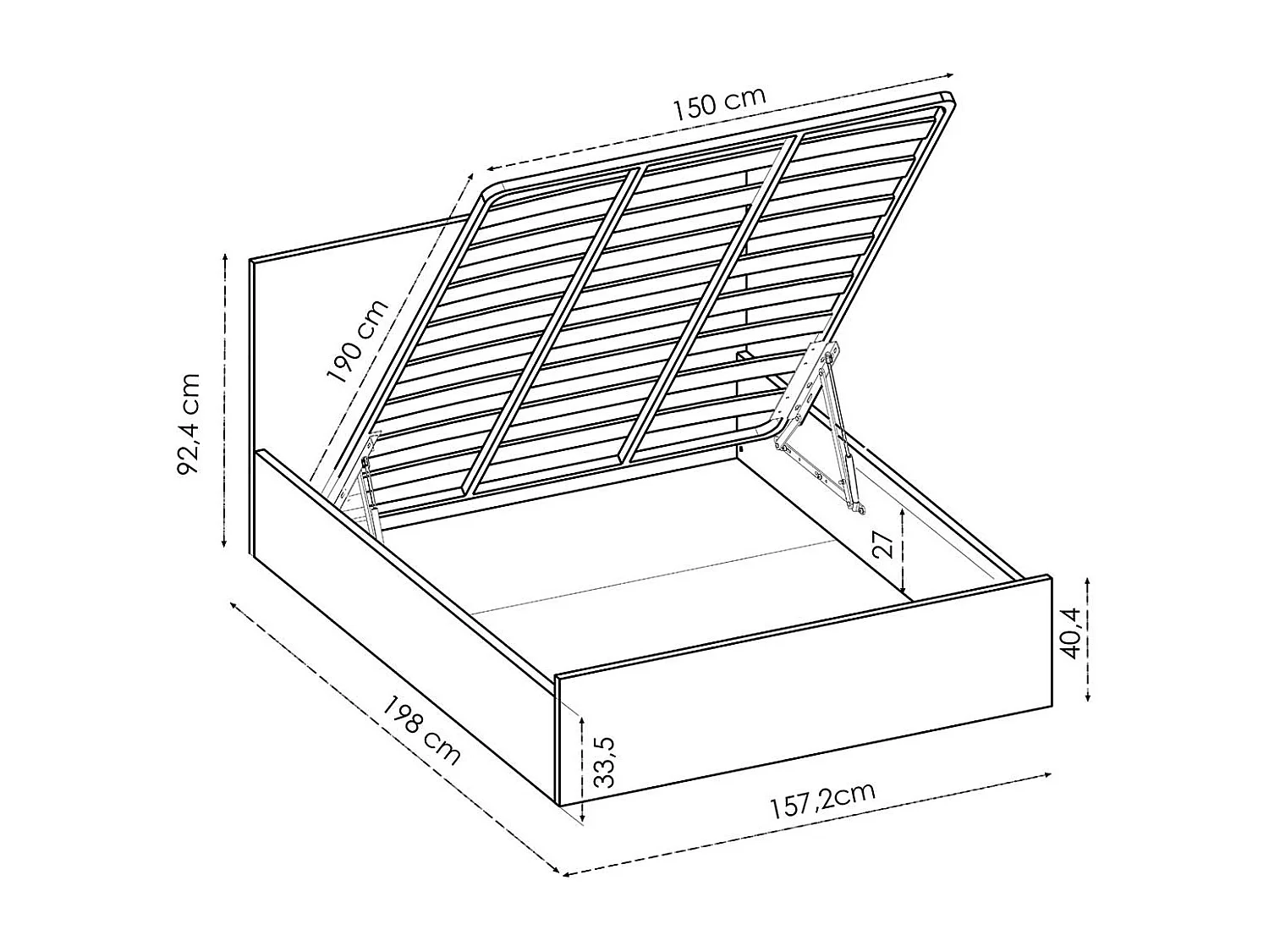 Cama canapé Vasa natural 92,4x157,2x198 cm