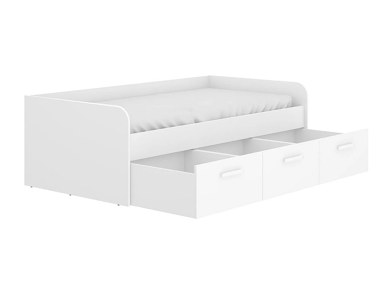 Cama nido Mek 3 cajones blanco 60x194x97 cm