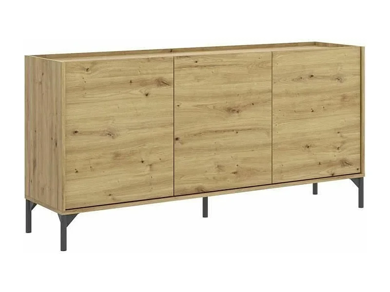 NESS niedriges Sideboard – Artisan Oak Melamin – 3 Türen – 155 x 43 x 75 cm