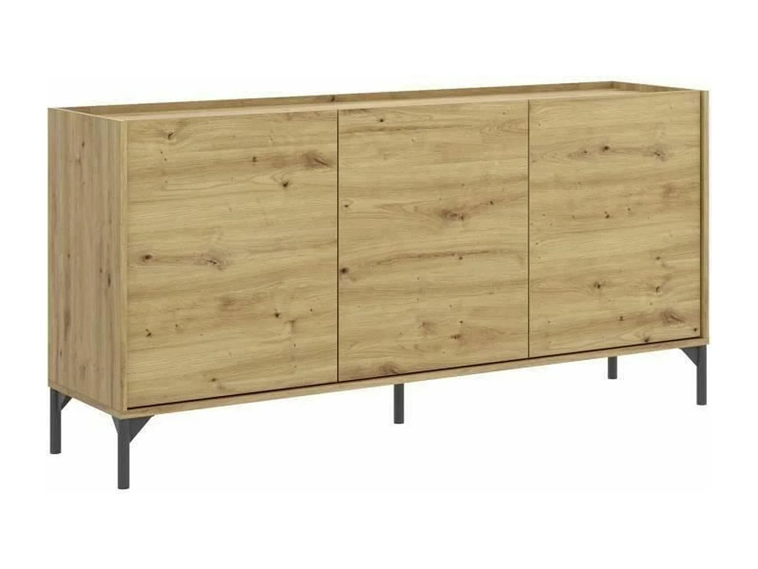 NESS niedriges Sideboard – Artisan Oak Melamin – 3 Türen – 155 x 43 x 75 cm