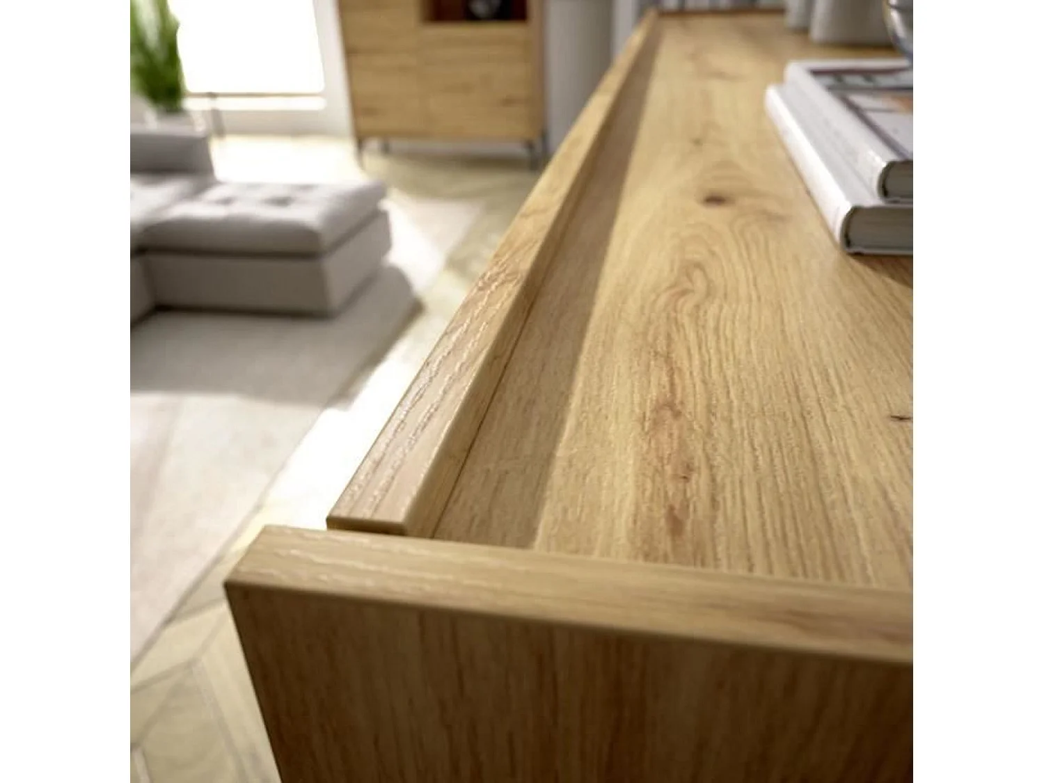 NESS niedriges Sideboard – Artisan Oak Melamin – 3 Türen – 155 x 43 x 75 cm