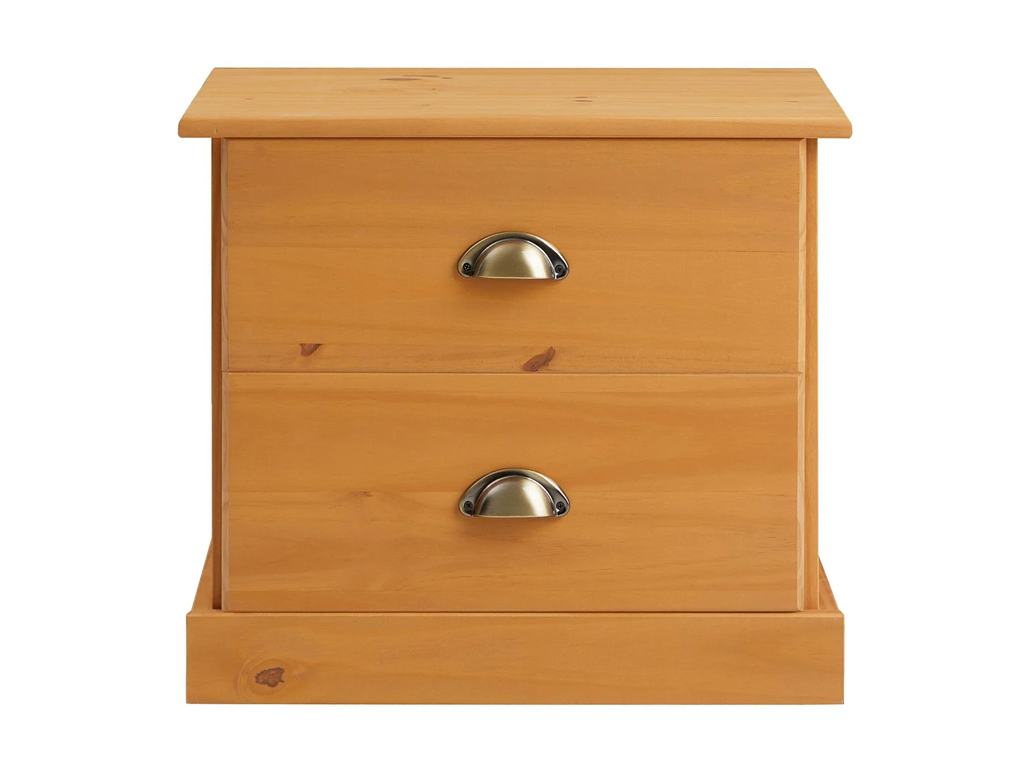 Table de chevet PARIS table de nuit avec 2 tiroirs, en pin massif lasuré brun