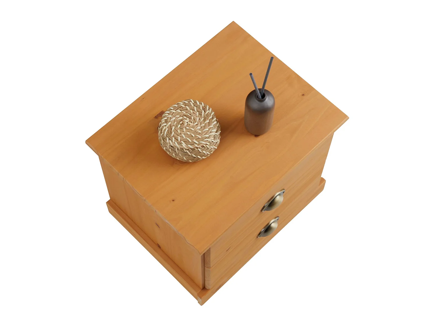 Table de chevet PARIS table de nuit avec 2 tiroirs, en pin massif lasuré brun