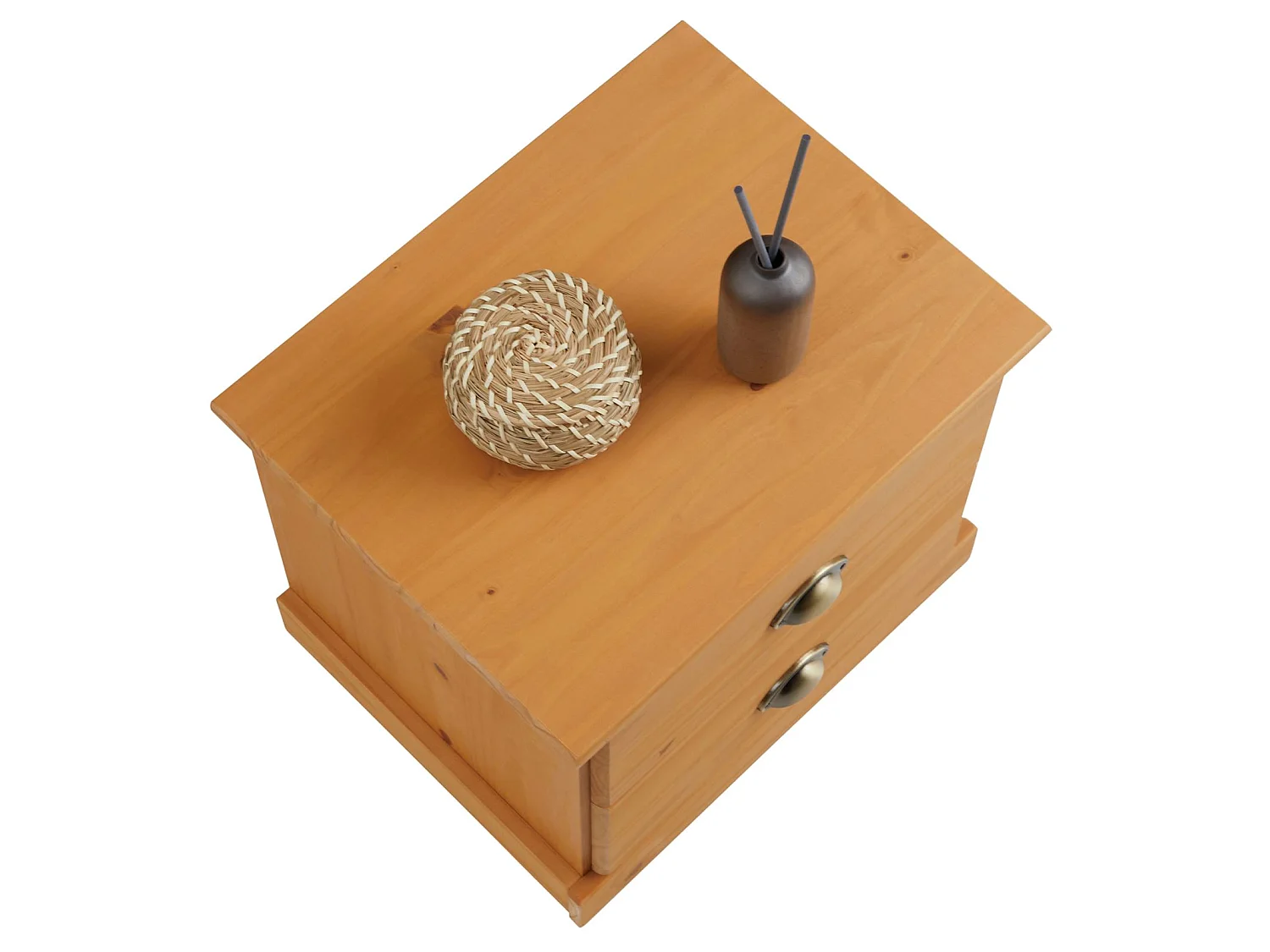 Table de chevet PARIS table de nuit avec 2 tiroirs, en pin massif lasuré brun