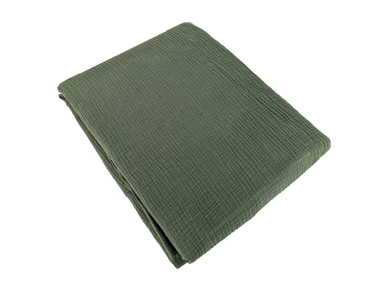 Parure de lit 260x240 cm double gaze de coton GAZGAZ vert kaki 3 pièces