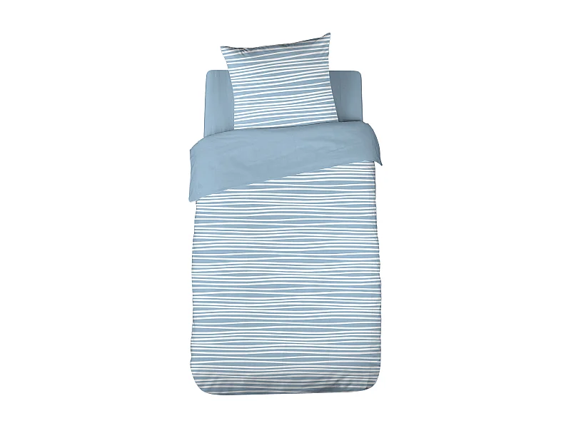 Parure de lit 140x200 cm 100% polyester microfibre BLIS bleu 2 pièces