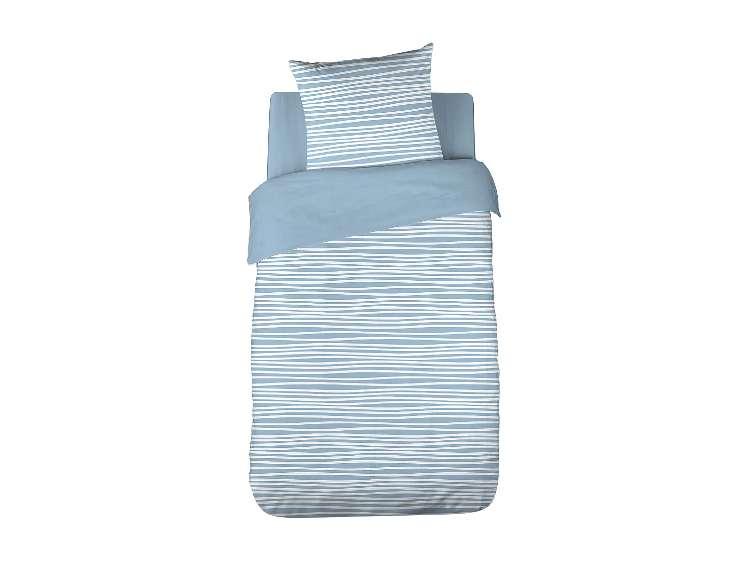 Parure de lit 140x200 cm 100% polyester microfibre BLIS bleu 2 pièces