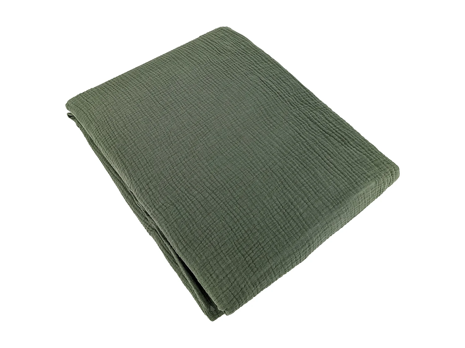 Parure de lit 140x200 cm double gaze de coton GAZGAZ vert kaki 2 pièces