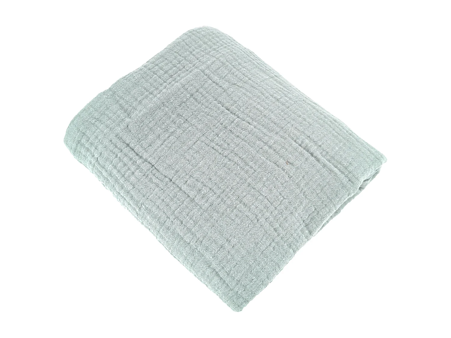 Parure de lit 240x220 cm double gaze de coton GAZGAZ vert amande 3 pièces