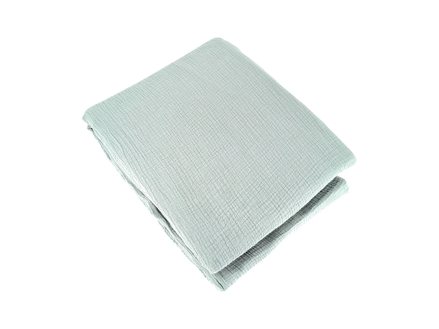 Parure de lit 260x240 cm double gaze de coton GAZGAZ vert amande 3 pièces