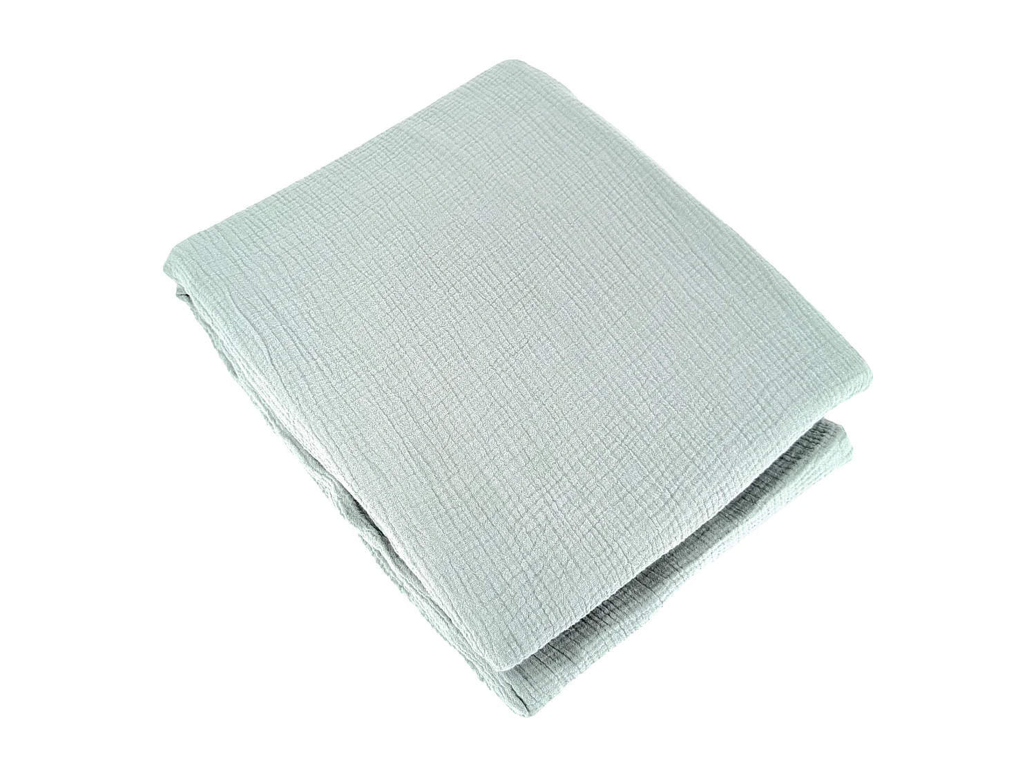 Parure de lit 260x240 cm double gaze de coton GAZGAZ vert amande 3 pièces