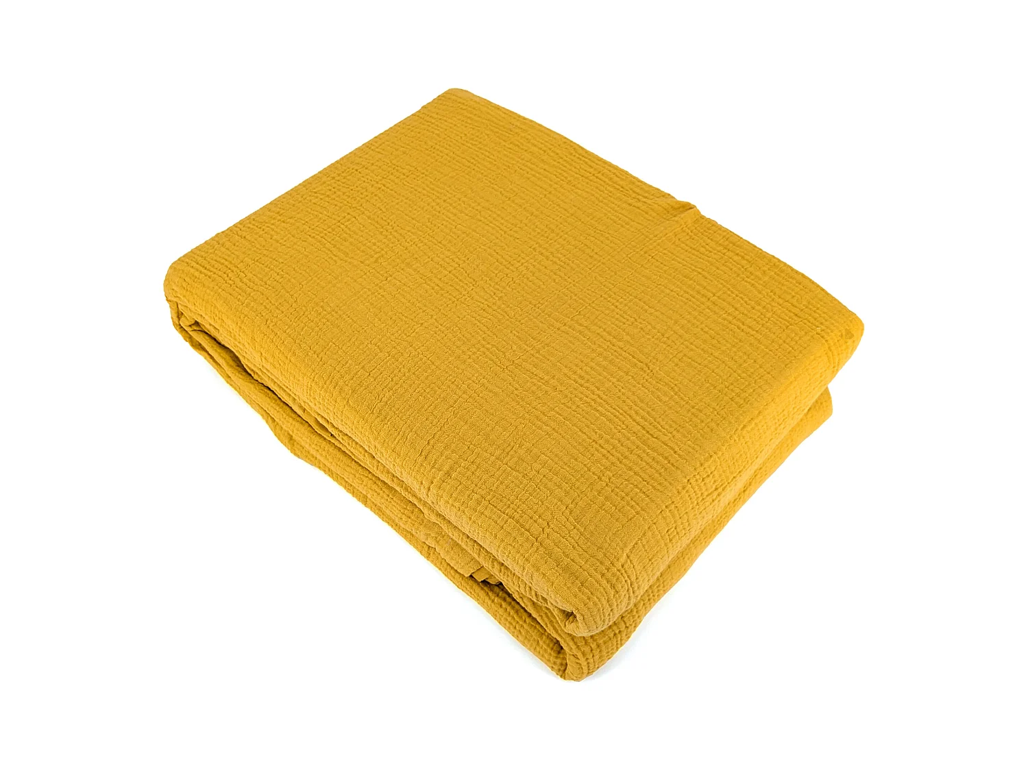 Parure de lit 240x220 cm double gaze de coton GAZGAZ jaune moutarde 3 pièces