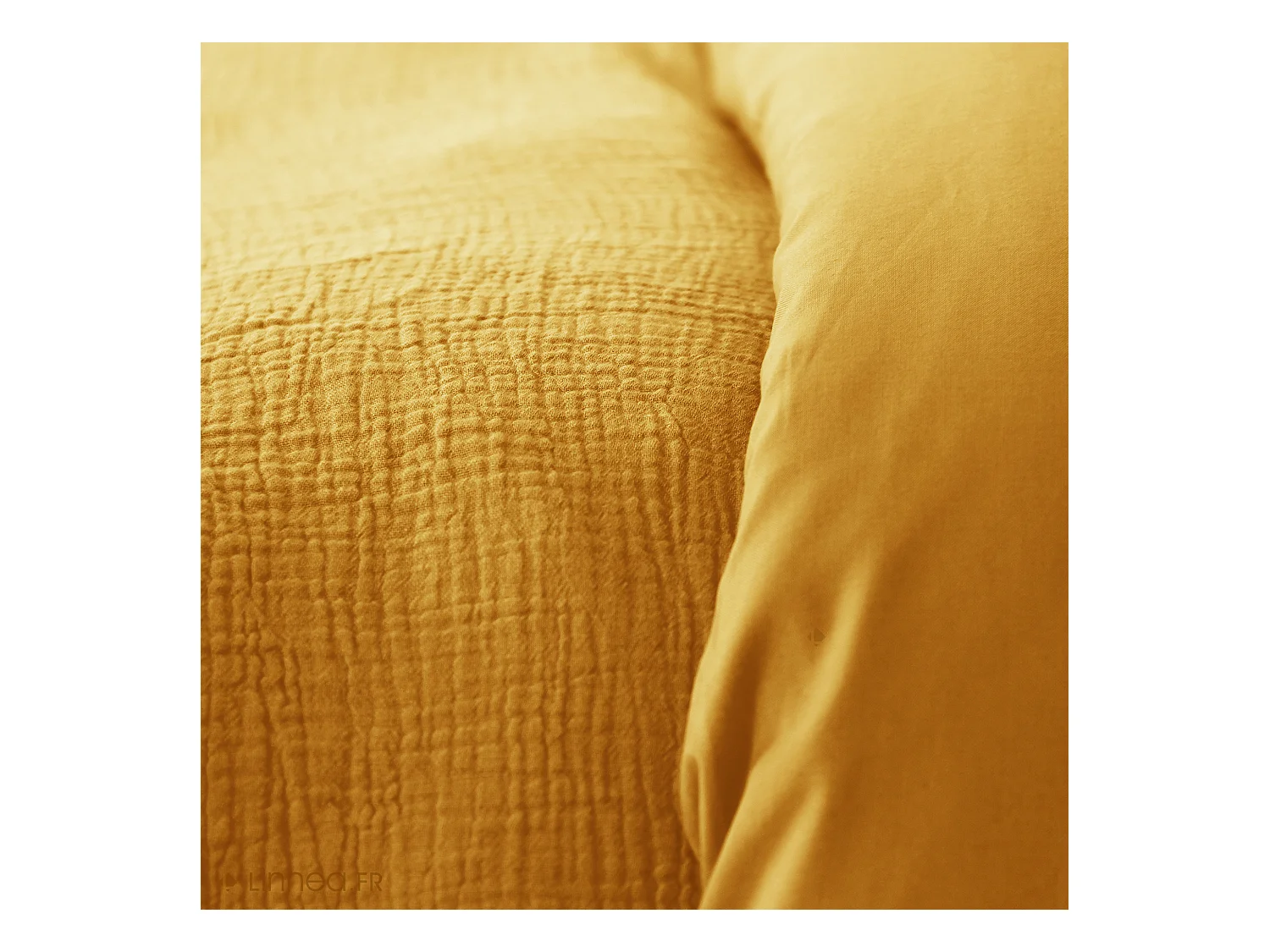 Parure de lit 240x220 cm double gaze de coton GAZGAZ jaune moutarde 3 pièces