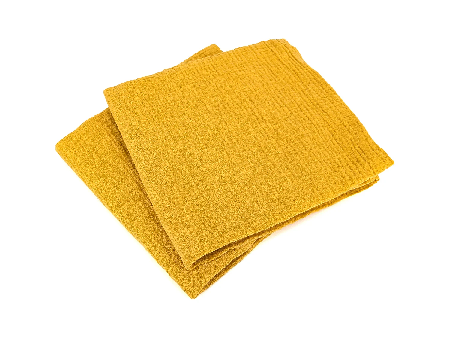 Parure de lit 240x220 cm double gaze de coton GAZGAZ jaune moutarde 3 pièces