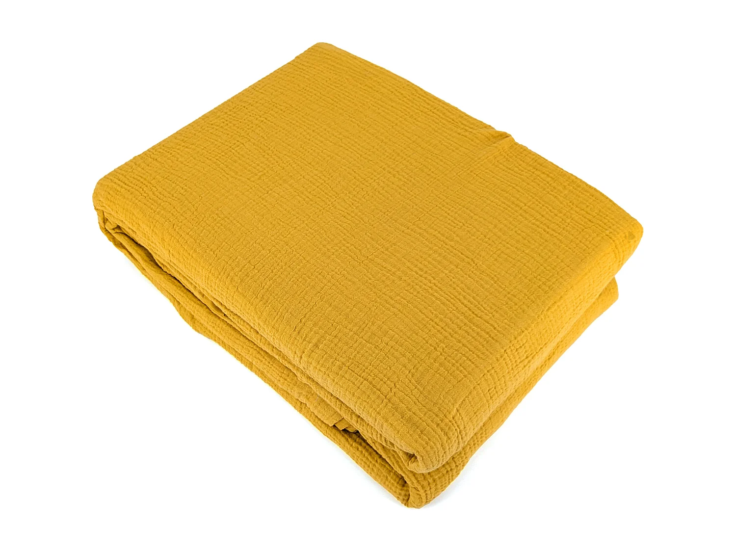 Parure de lit 240x220 cm double gaze de coton GAZGAZ jaune moutarde 3 pièces