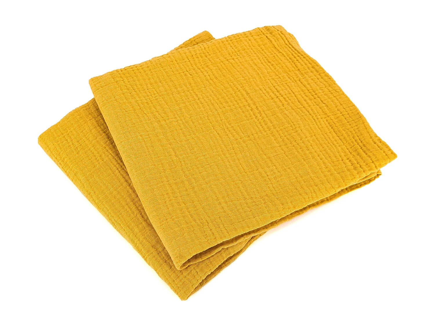 Parure de lit 240x220 cm double gaze de coton GAZGAZ jaune moutarde 3 pièces