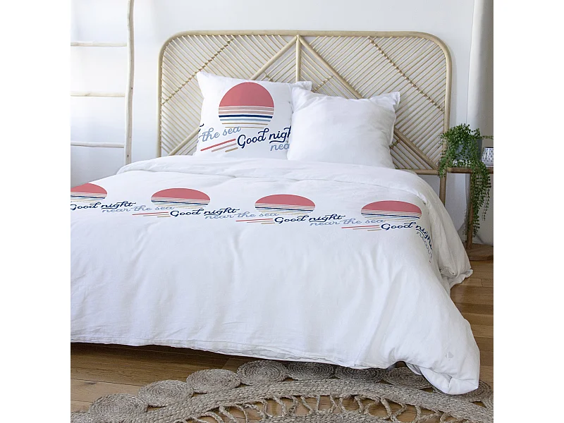 Parure de lit 240x220 cm 100% polyester microfibre SEA blanc 3 pièces