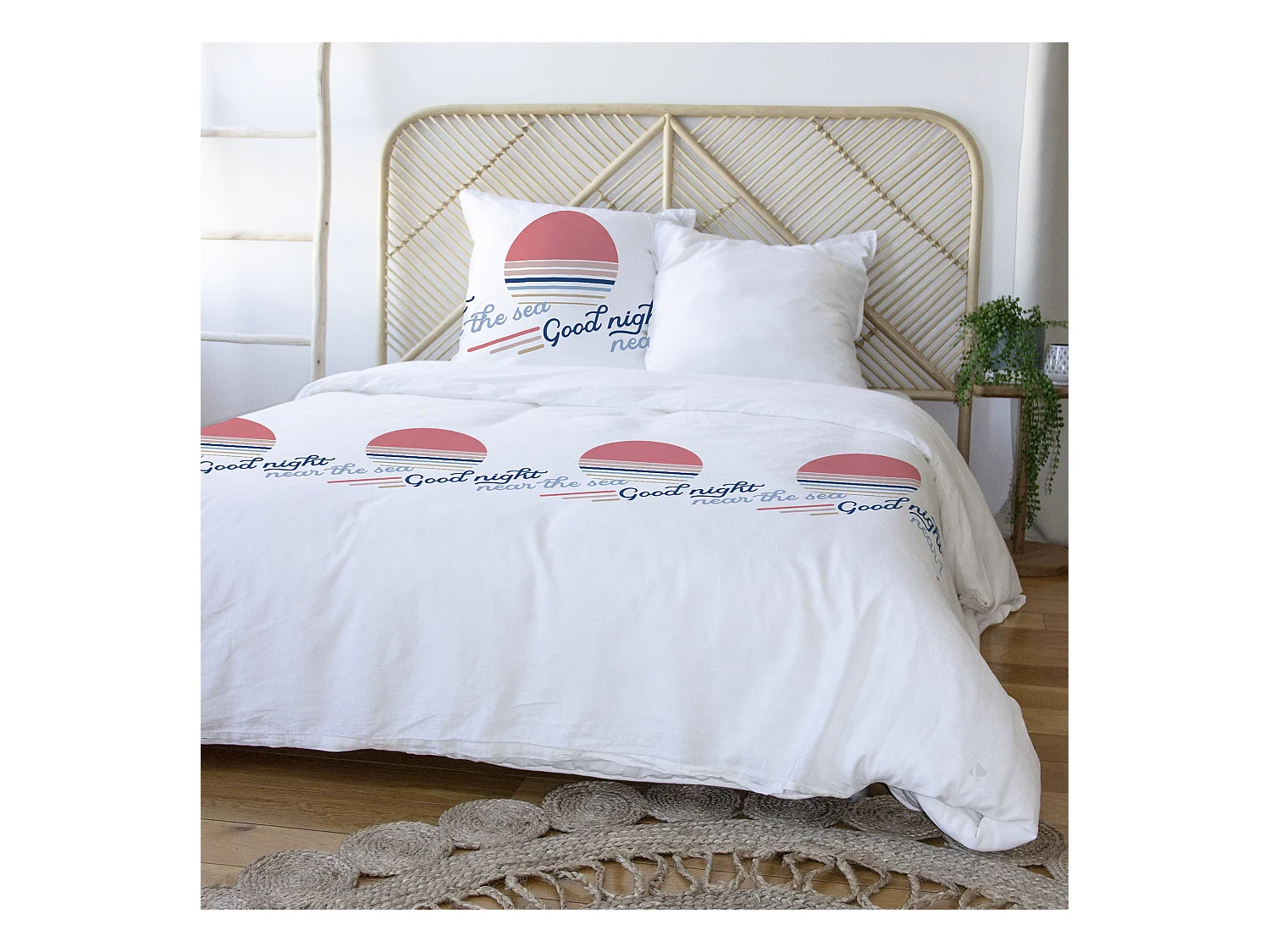 Parure de lit 240x220 cm 100% polyester microfibre SEA blanc 3 pièces