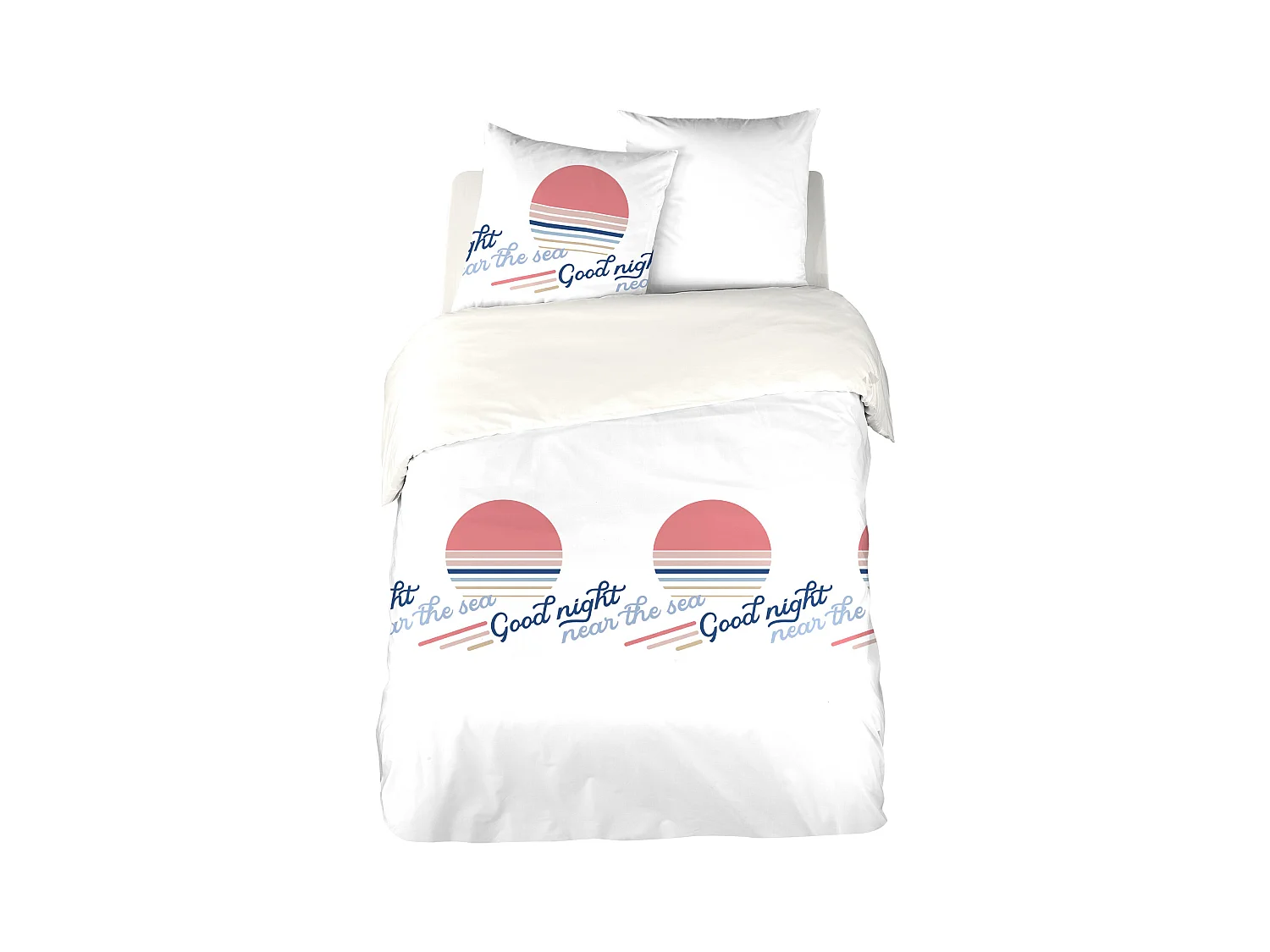 Parure de lit 240x220 cm 100% polyester microfibre SEA blanc 3 pièces