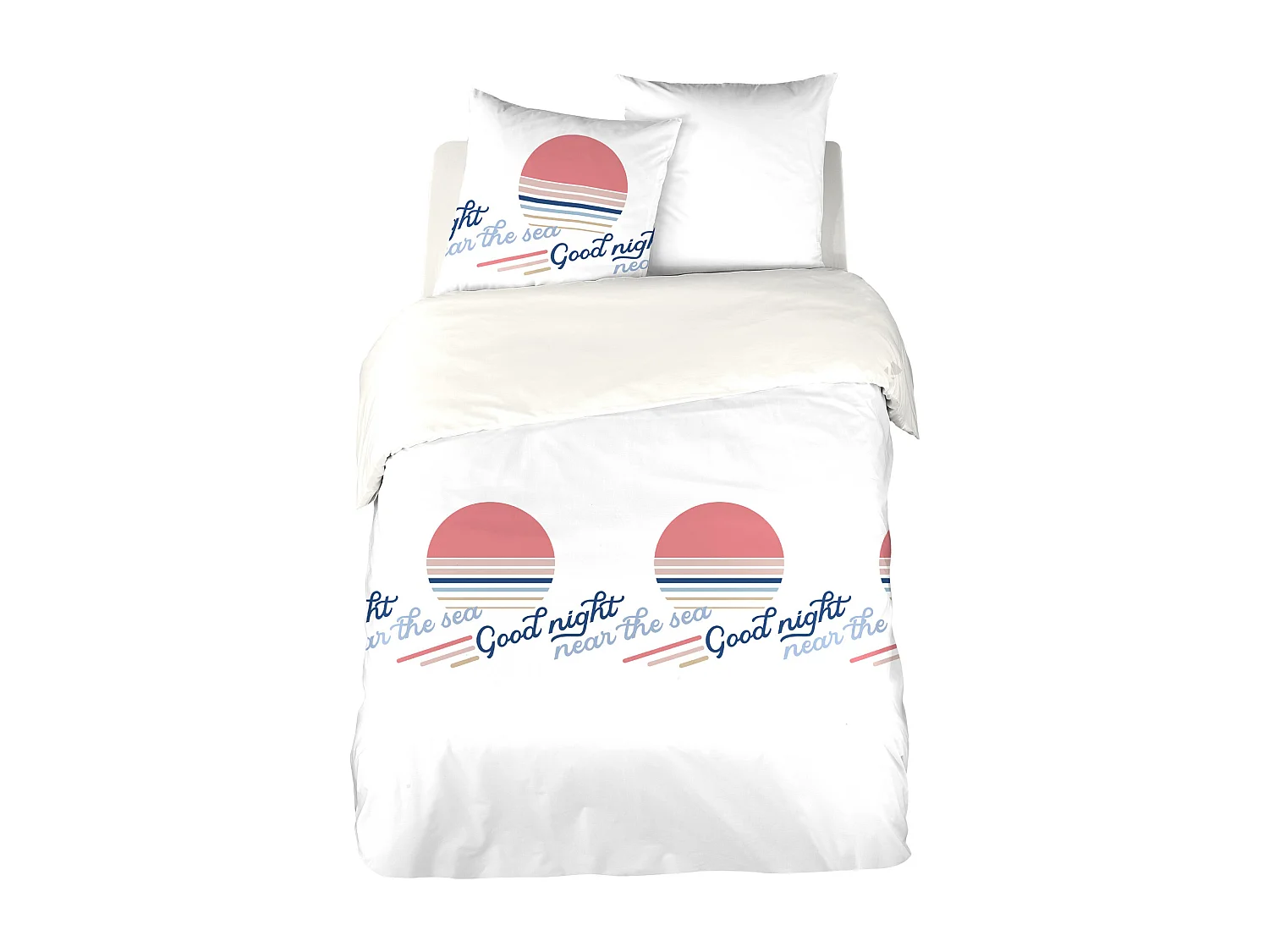 Parure de lit 240x220 cm 100% polyester microfibre SEA blanc 3 pièces