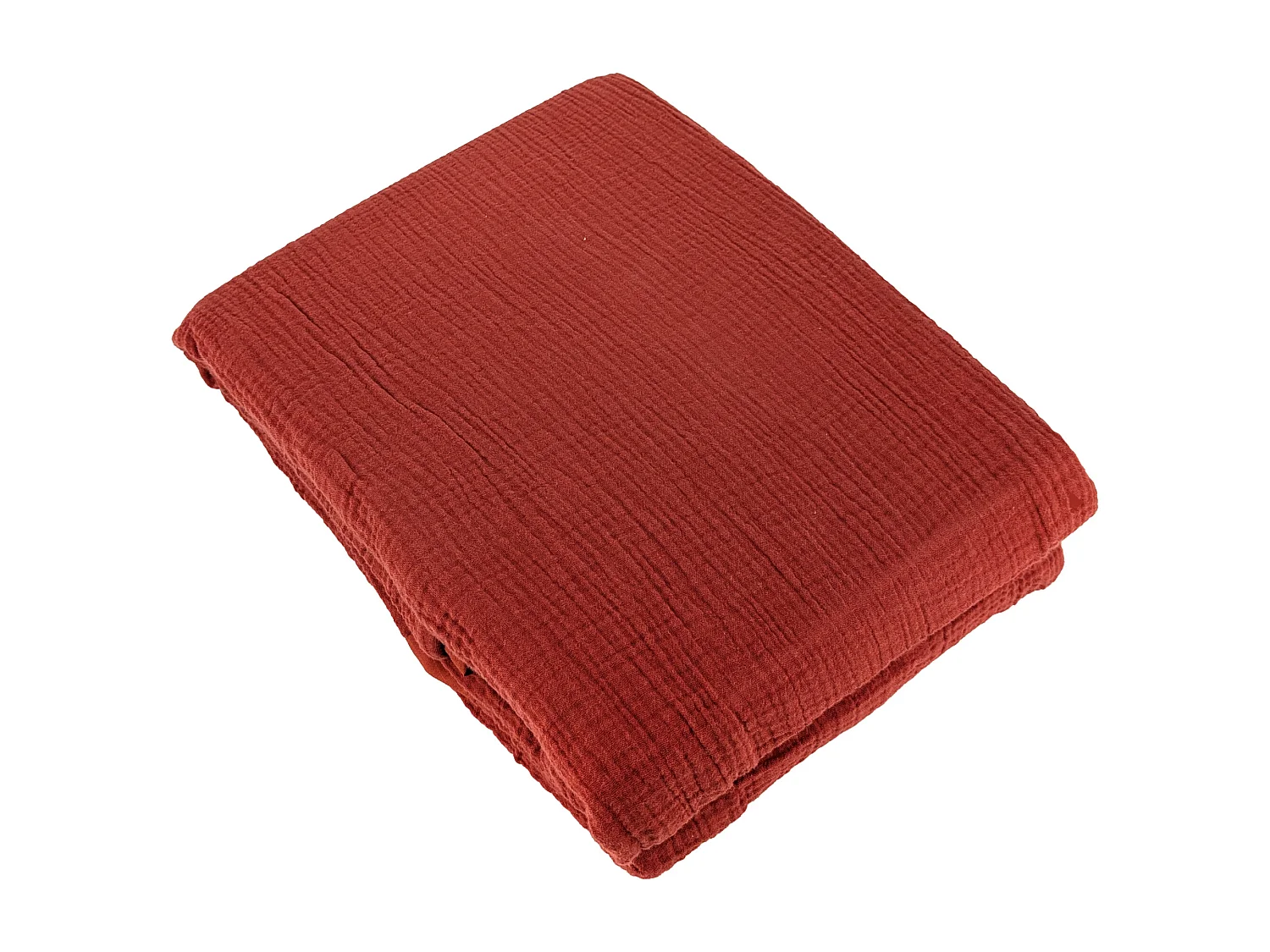 Parure de lit 240x220 cm double gaze de coton GAZGAZ rouge ocre 3 pièces