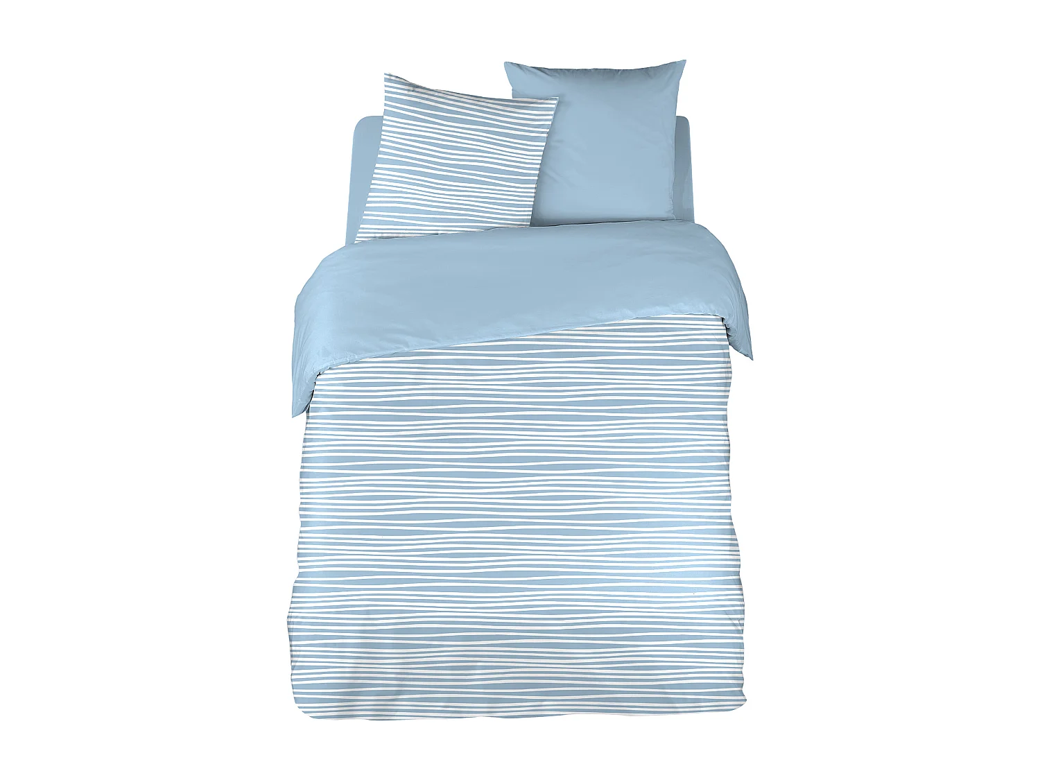 Parure de lit 200x200 cm 100% polyester microfibre BLIS bleu 3 pièces