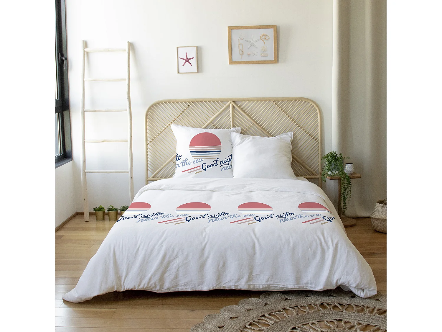 Parure de lit 260x240 cm 100% polyester microfibre SEA blanc 3 pièces