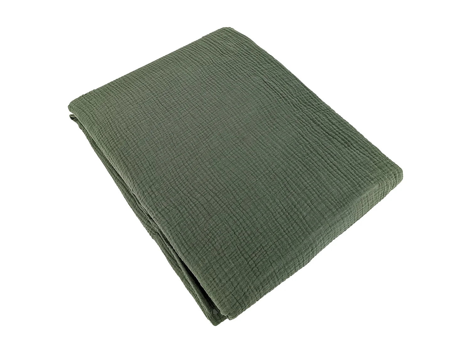 Parure de lit 240x220 cm double gaze de coton GAZGAZ vert kaki 3 pièces