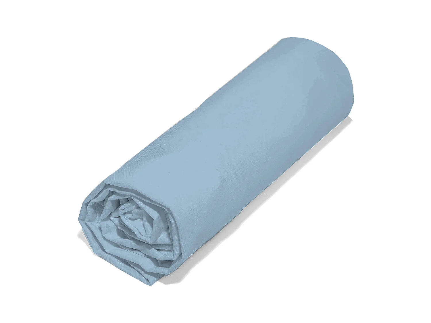 Drap housse 160x200 cm en 100% polyester microfibre LAGO bleu ciel bonnet 25 cm