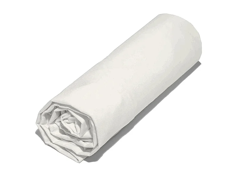 Drap housse 140x190 cm en 100% polyester microfibre LAGO écru bonnet 23 cm