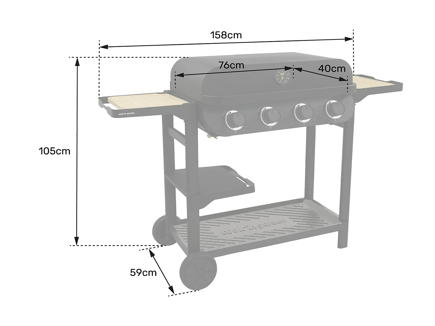 Barbacoa de gas FLAVO 70 en carro - COOK'IN GARDEN