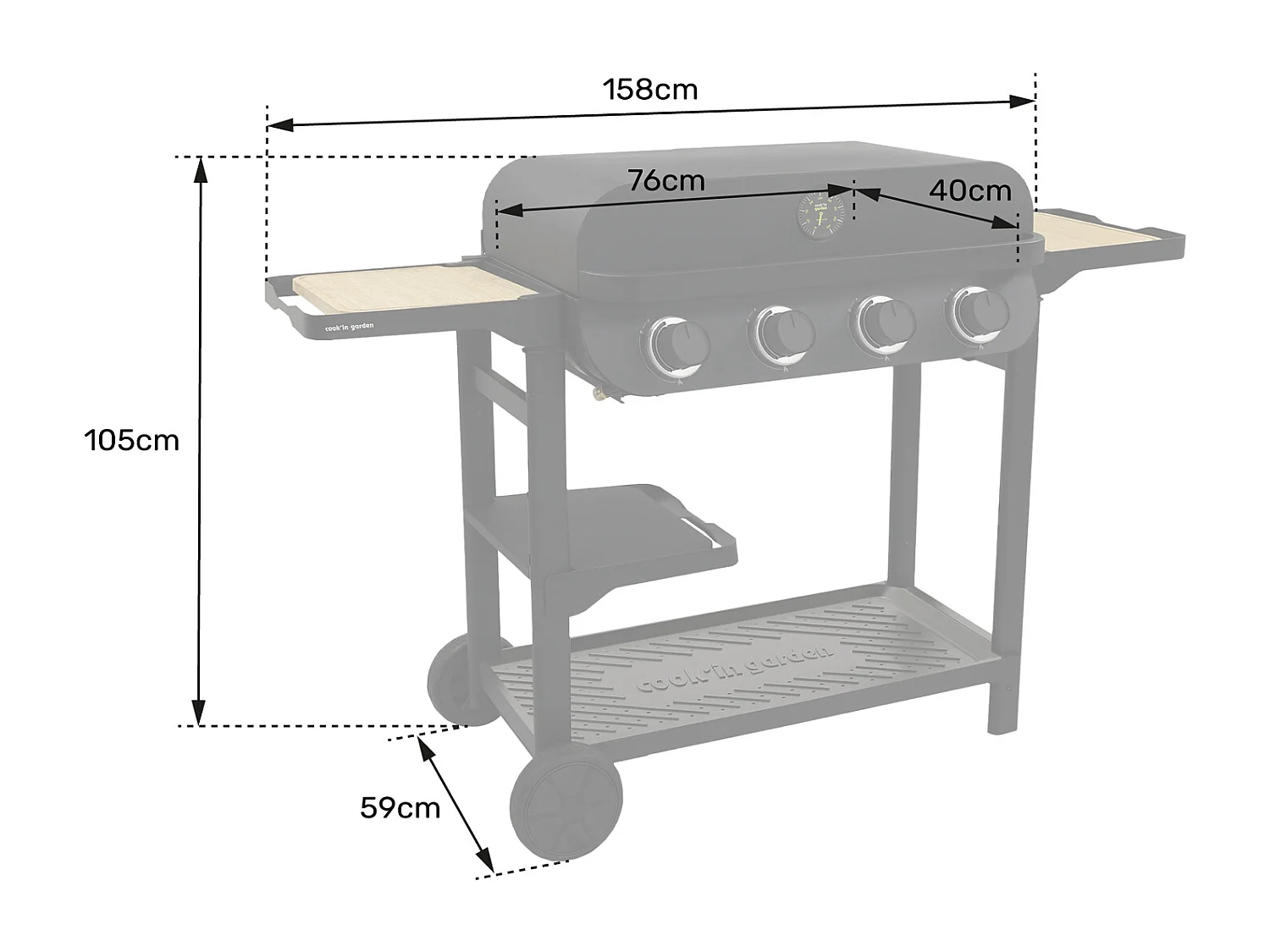 Barbecue gaz FLAVO 76 SC sur chariot - COOK'IN GARDEN