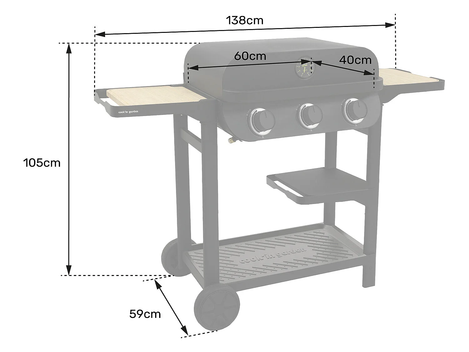 Gasbarbecue FLAVO 60 op wagen