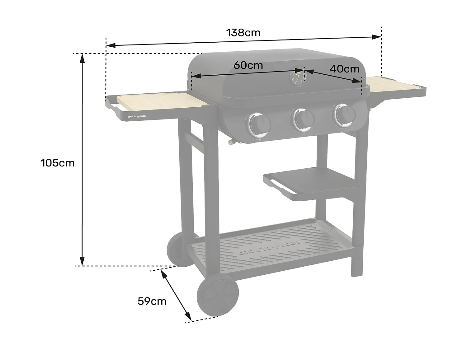 Barbecue gaz FLAVO 60 SC sur chariot - COOK'IN GARDEN