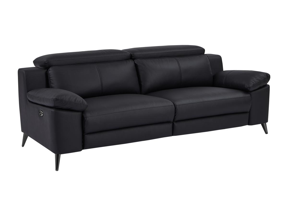 Relaxsofa elektrisch 3-Sitzer - Leder - Schwarz - MAROTI günstig online kaufen