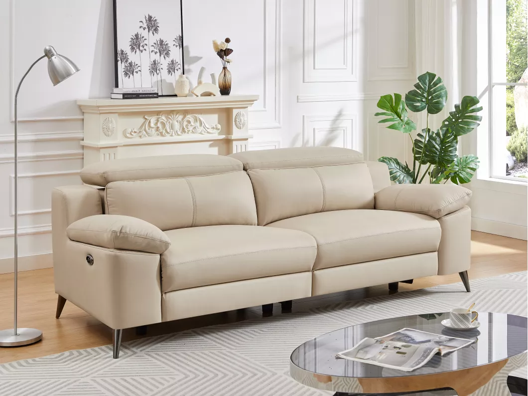 Kauf Unique Relaxsofa elektrisch 3-Sitzer - Leder - Beige - MAROTI