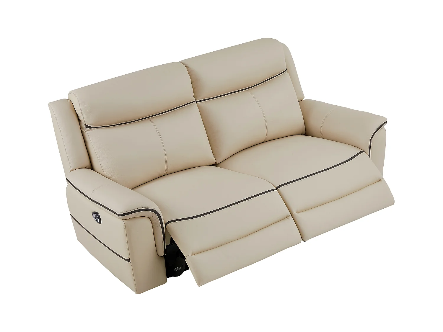 Divano 3 posti relax elettrico in Pelle Beige - ADELIO