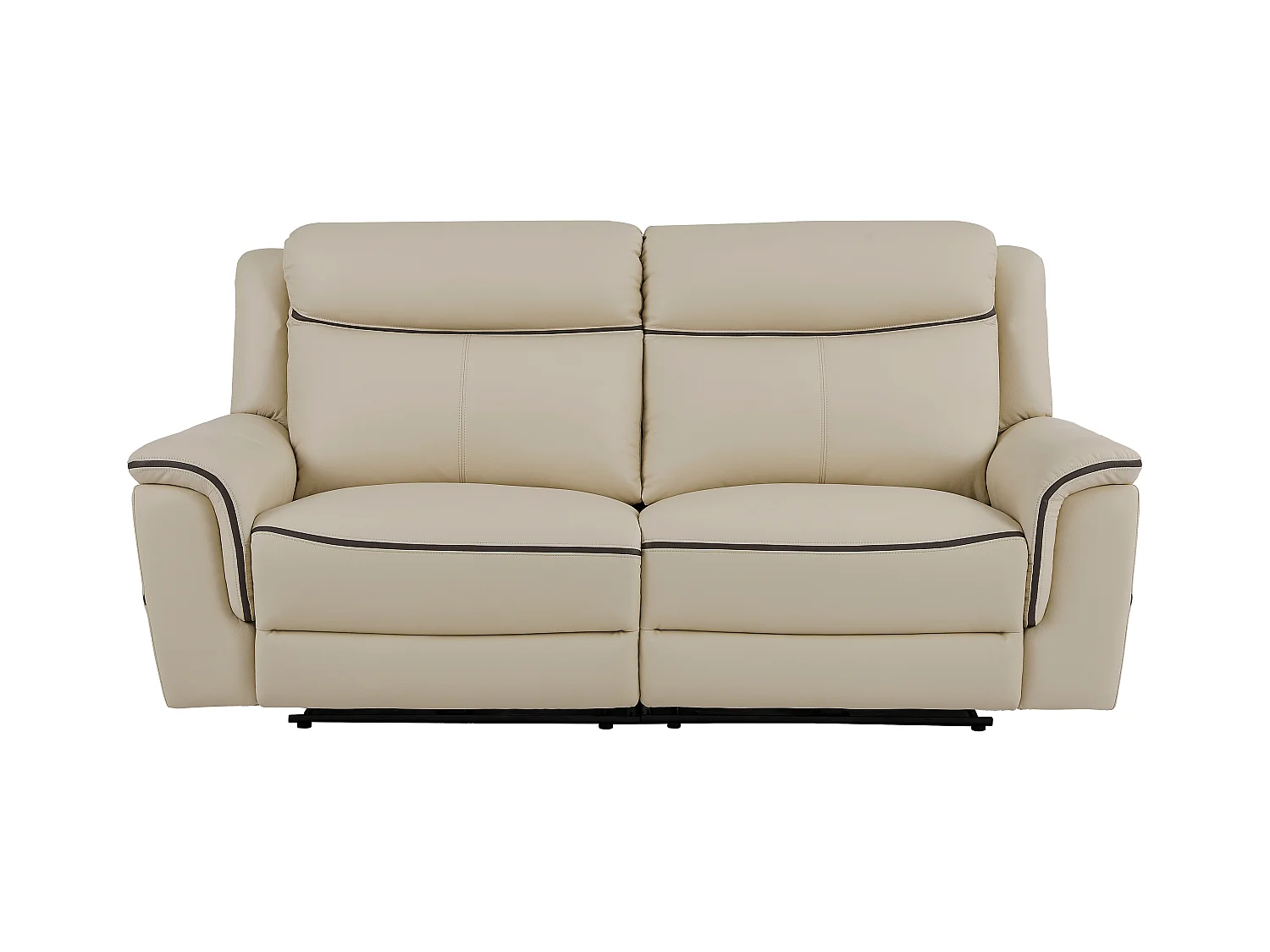 Sofá 3 plazas eléctrico de cuero beige ADELIO