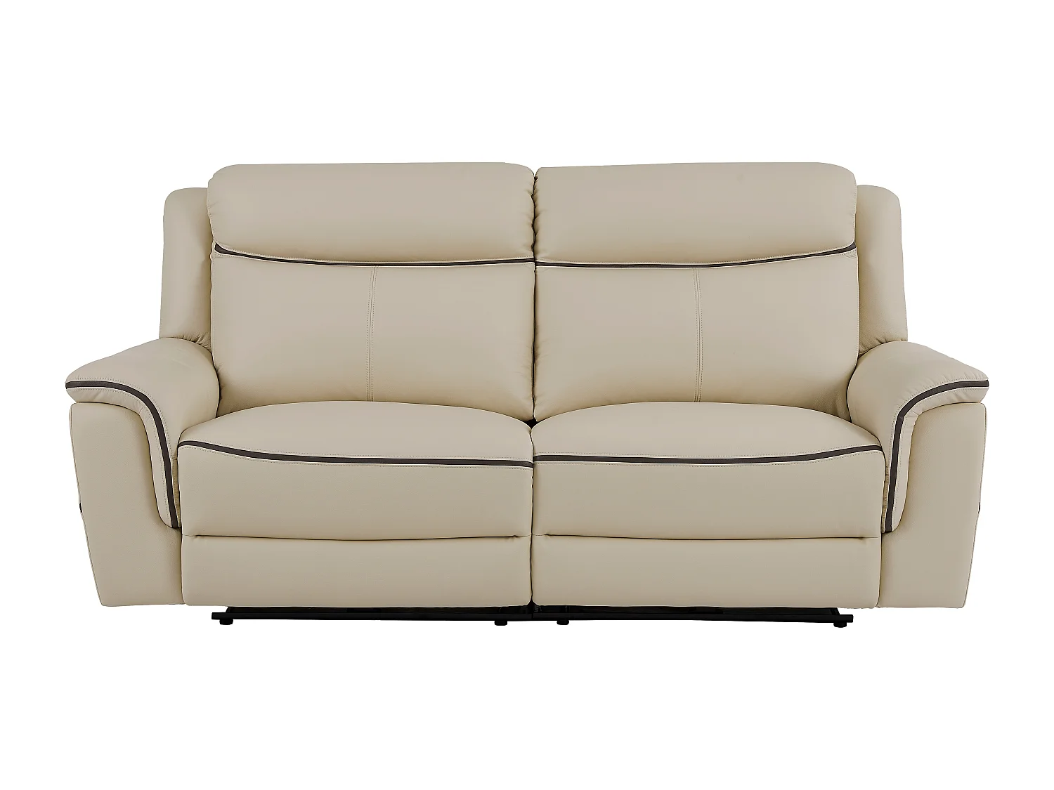 Canapé 3 places relax électrique en cuir beige ADELIO