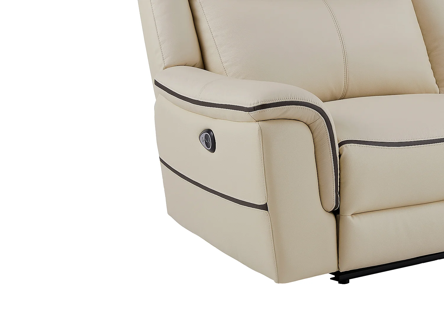 Canapé 3 places relax électrique en cuir beige ADELIO